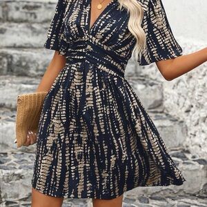 SHEIN tie-dye flutter sleeve midi dress (size 8/10)